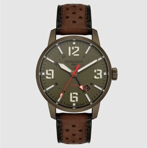 New Torgoen TN-1291 T57 Green GMT Sapphire 41mm Leather Strap Watch